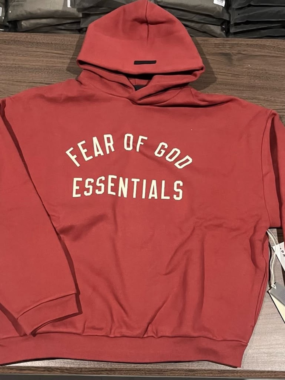 Fear of God Essentials Red Pullover Hoodie